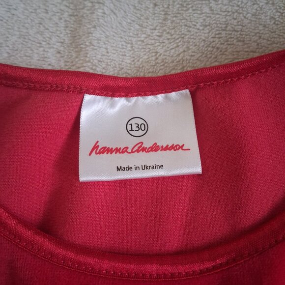 Hanna Andersson Girl's Size 130 (8) Red Velvet Long Sleeve Tiered Holiday Dress - Picture 3 of 8